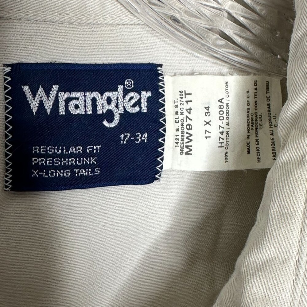 Wrangler Men XLT‎ Tall Western Pearl Snap Shirt Off White Cowboy Ranch Rodeo - Picture 4 of 11